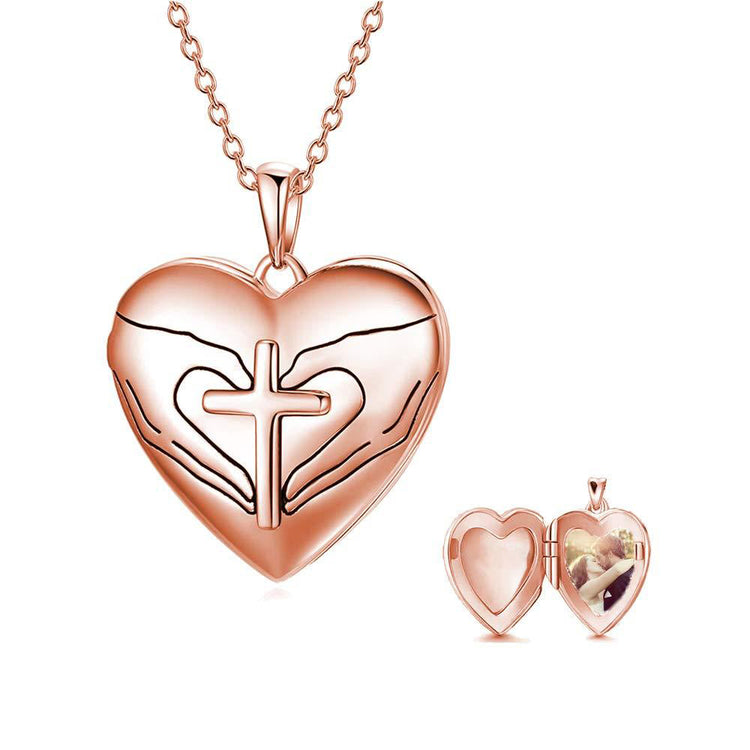 925 Sterling Silver Heart Photo Locket Necklace