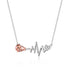 925 Sterling Silver Rose Flower Heartbeat and Heart Pendant Necklace - onlyone