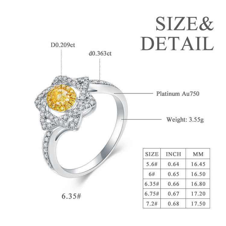 AU750 Hexagram Combination Yellow Diamond Ring