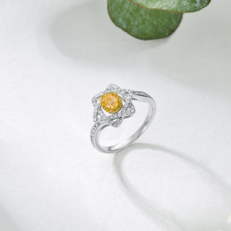 AU750 Hexagram Combination Yellow Diamond Ring