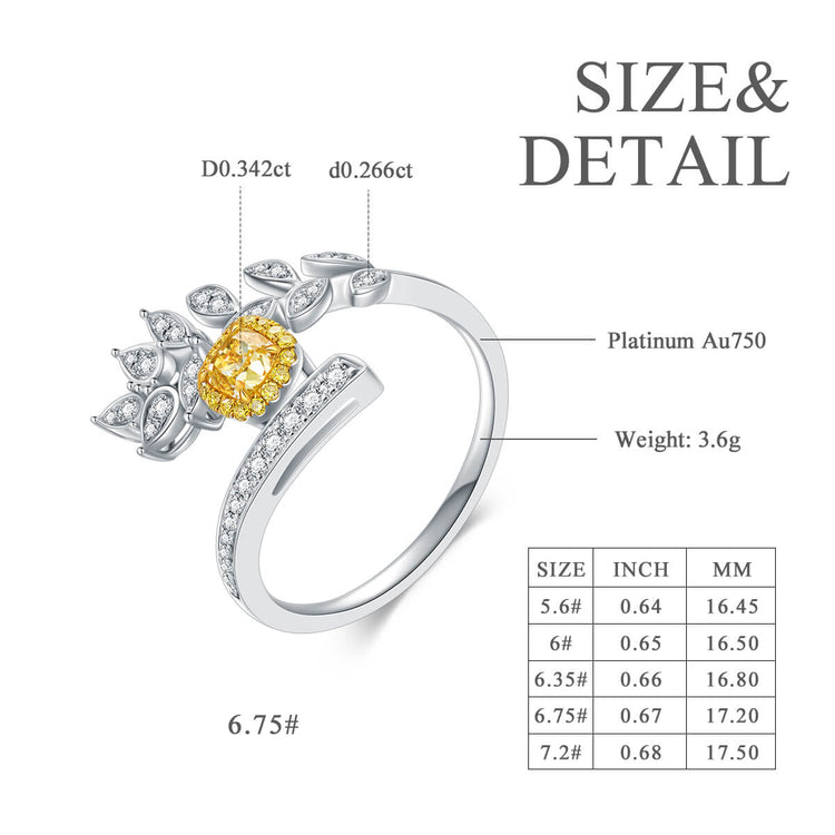 AU750 Leaf Ring Yellow Diamond Ring