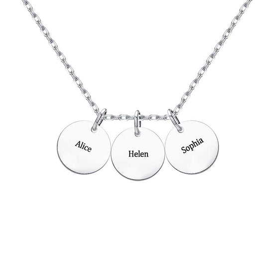 925 Sterling Silver Engraved Coin Name Necklace Nameplate Necklace - onlyone