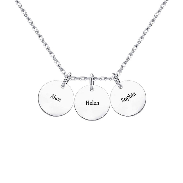 925 Sterling Silver Engraved Coin Name Necklace Nameplate Necklace - onlyone