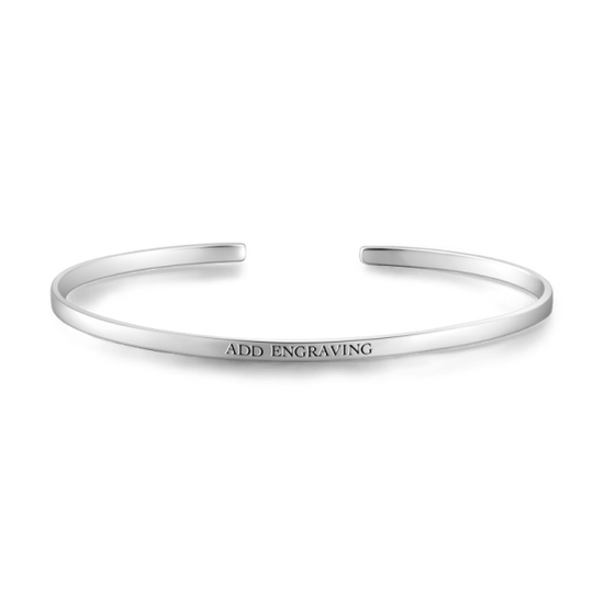 925 Sterling Silver Personalized Engraved Small Cuff Inspirational Bracelet - onlyone