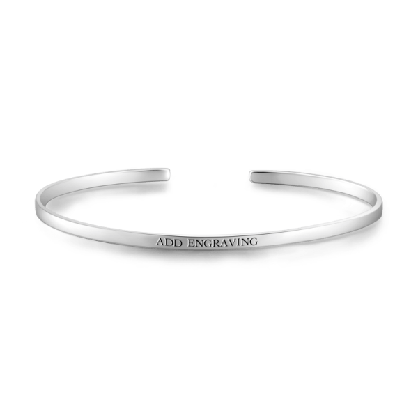 925 Sterling Silver Personalized Engraved Small Cuff Inspirational Bracelet - onlyone