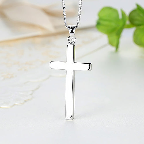 925 Sterling Silver Small Cross Pendant Necklace Cross Necklace For Women - onlyone