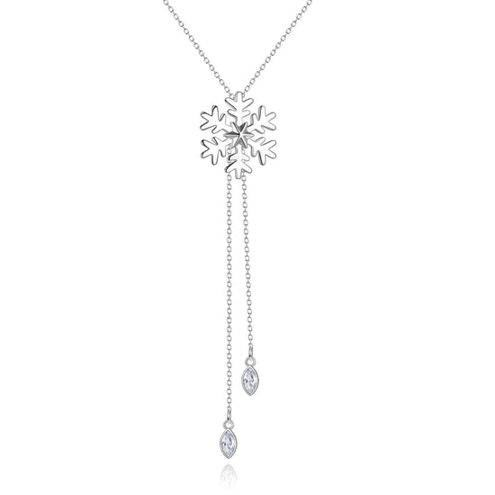 925 Sterling Silver Snowflake Pendant Necklace Christmas Gift - onlyone