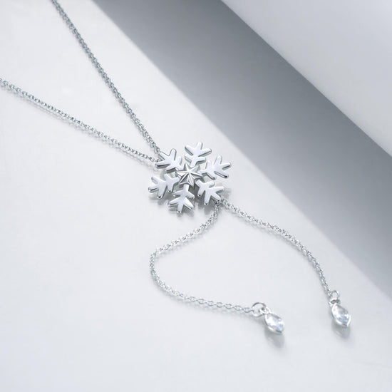 925 Sterling Silver Snowflake Pendant Necklace Christmas Gift - onlyone