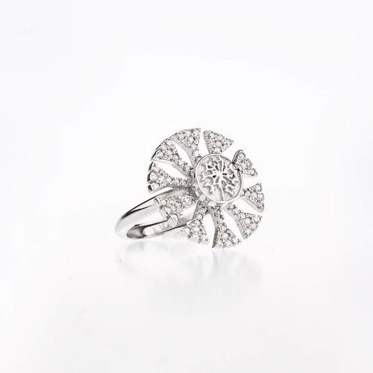 925 Sterling Silver Rotatable Cubic Diamond Snowflake Ring - onlyone