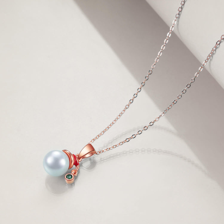 925 Sterling Silver Pearl Snowman Pendant Necklace Christmas Gift - onlyone