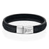 Stainless Steel And Black Leather Initials Engraved Bracelet for Men, Father's Day Bracelet - onlyone