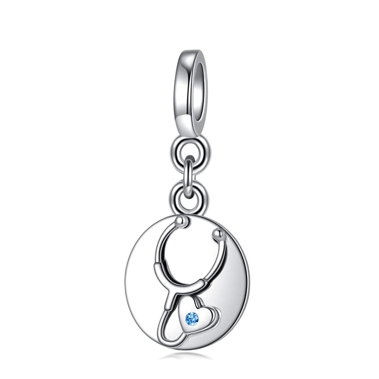 925 Sterling Silver Personalized Stethoscope Photo Charm