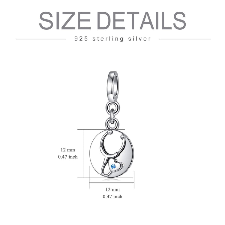 925 Sterling Silver Personalized Stethoscope Photo Charm