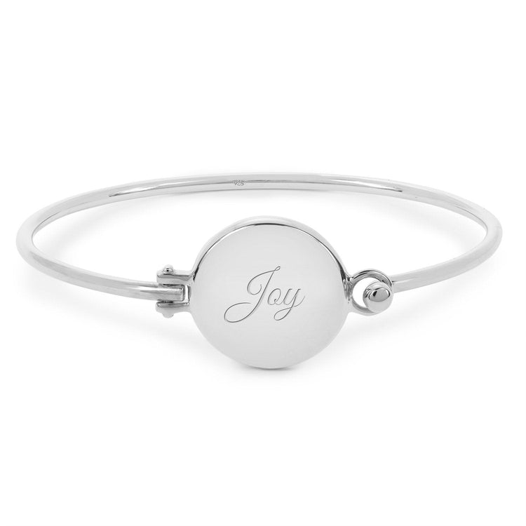 925 Sterling Silver Personalized Circle Bangle  - onlyone