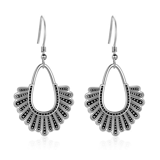 925 Sterling Silver Earrings Retro Tribal Style