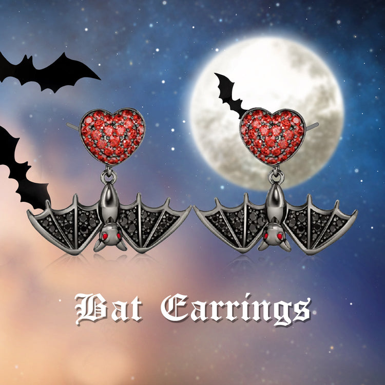 925 Sterling Silver Bat Stud Dangle Earrings With High Quality Cubic Zirconia