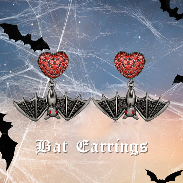 925 Sterling Silver Bat Stud Dangle Earrings With High Quality Cubic Zirconia