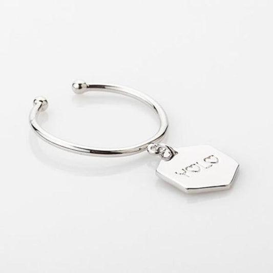 925 Sterling Silver Personalized Name Charm Open Ring Nameplate Ring - onlyone