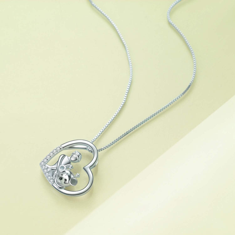 925 Sterling Silver Teddy Bear Heart Necklace