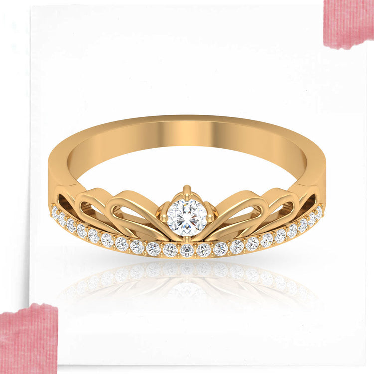 OnlyOne Crown Symmetrical Hemming Design Ring Zirconia Ring：Ⅰ - onlyone