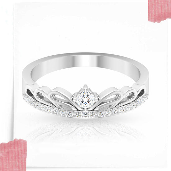 OnlyOne Crown Symmetrical Hemming Design Ring Zirconia Ring：Ⅰ - onlyone