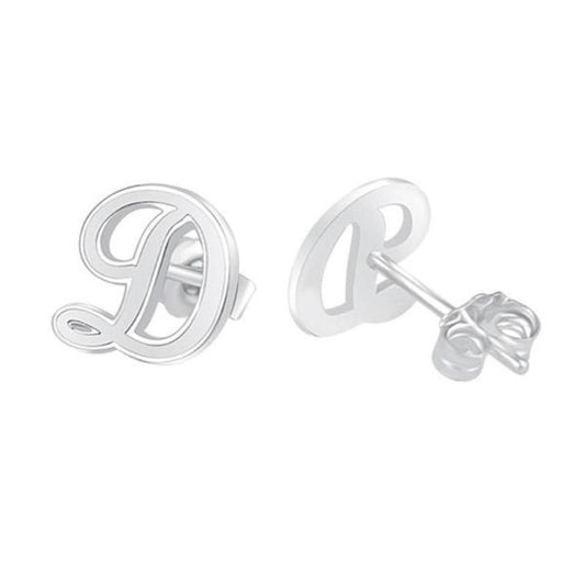 10K/14K Gold Personalized Script Initial Stud Earrings - onlyone