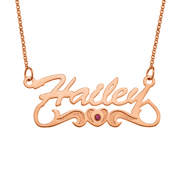 925 Sterling Silver Birthstone Signature Name Necklace Hailey style Nameplate Necklace - onlyone