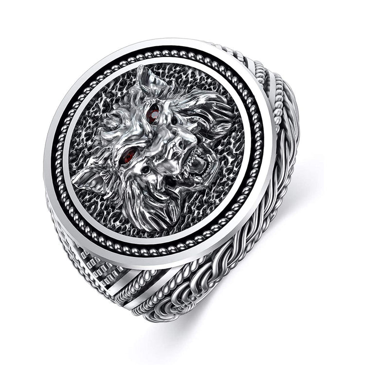 925 Sterling Silver 3D Howling Wolf Ring