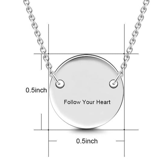 925 Sterling Silver Custom Text Engraved Hang Tag Coin Necklace Inspirational Gift, Back To School Gift Necklace - onlyone