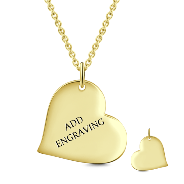 14K Gold Personalized Heart Engravable  Hang Tag Necklace Adjustable 16" - 20" - onlyone