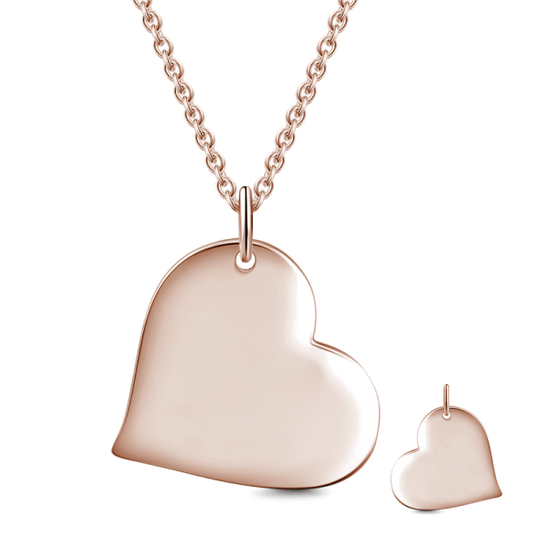 14K Gold Personalized Heart Engravable  Hang Tag Necklace Adjustable 16" - 20" - onlyone