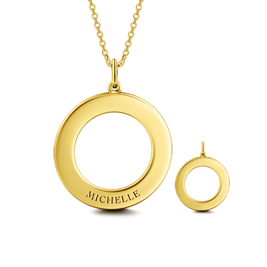 10K/14K Gold Personalized Engravable Disc Necklace Adjustable 16" - 20" White Gold/Yellow Gold/Rose Gold - onlyone