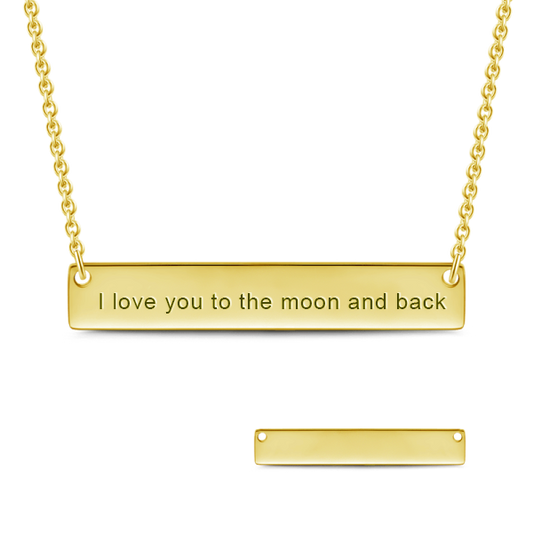 925 Sterling Silver Custom Engraved Bar Necklace, I Love You To The Moon and Back - onlyone