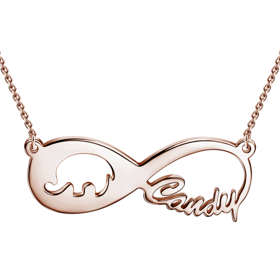 925 Sterling Silver Infinity Elephant Name Necklace Nameplate Necklace - onlyone