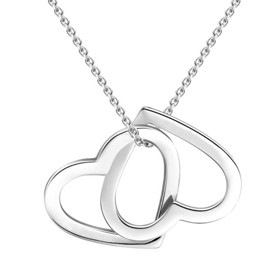 925 Sterling Silver Engraved Two Heart Double Name Necklace - onlyone