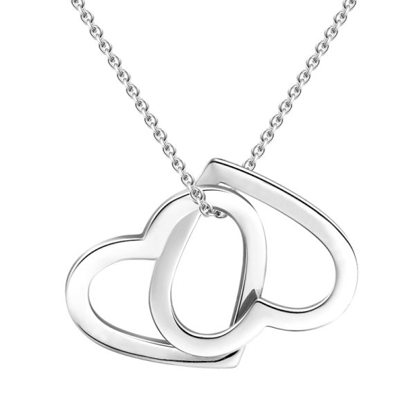 925 Sterling Silver Engraved Two Heart Double Name Necklace - onlyone