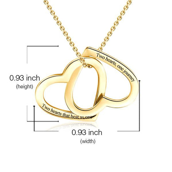 925 Sterling Silver Engraved Two Heart Double Name Necklace - onlyone