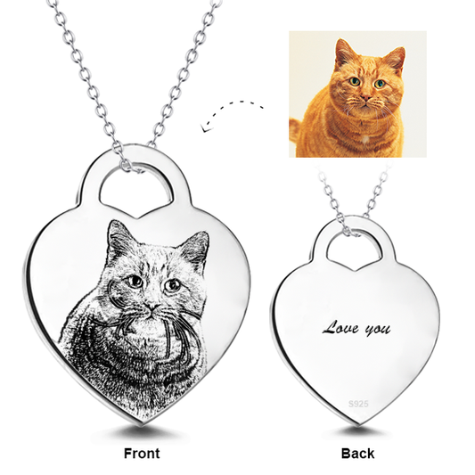 925 Sterling Silver Engraved Pets Photo Necklace Inspirational Gift - onlyone