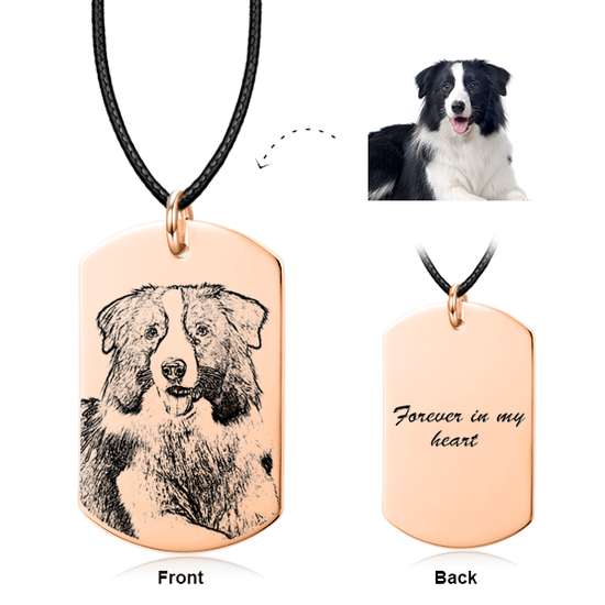 14K Gold Pet Personalized Engraved Photo Necklace - onlyone