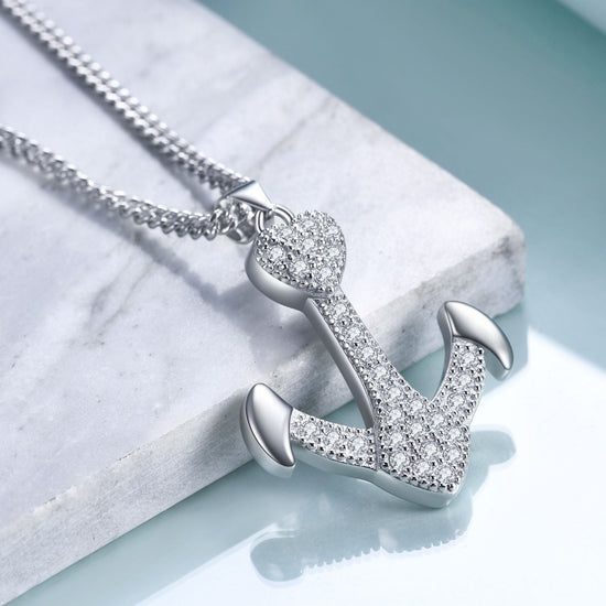 925 sterling silver ship's anchor fashion necklace - onlyone