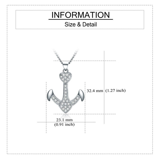 925 sterling silver ship's anchor fashion necklace - onlyone