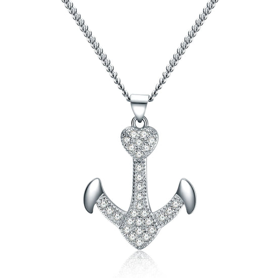 925 sterling silver ship's anchor fashion necklace - onlyone