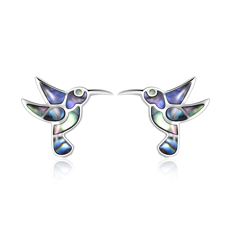 925 sterling silver, little hummingbird stud fashion earrings - onlyone