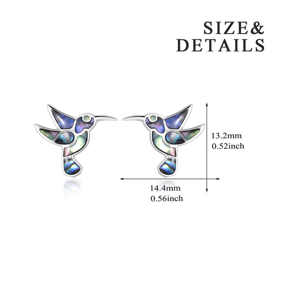 925 sterling silver, little hummingbird stud fashion earrings - onlyone