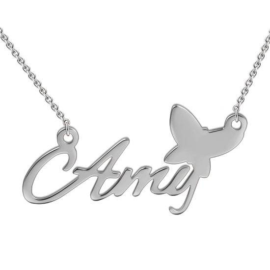 925 Sterling Silver Amy Style Name Necklace Nameplate Necklace - onlyone