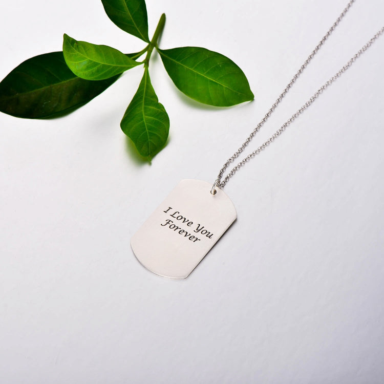 925 Sterling Silver Engraved Photo Necklace Inspirational Gift Dog Tag Photo Necklace - onlyone