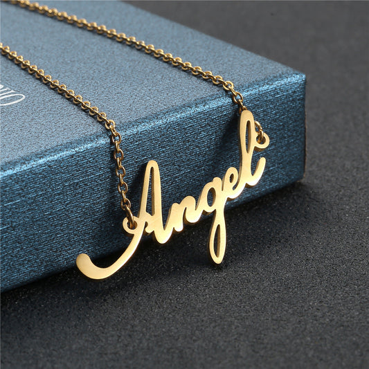 925 Sterling Silver Custom Angela Name Necklace Nameplate Necklace - onlyone