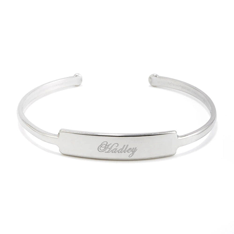 925 Sterling Silver Personalized Engraved Bar Cuff Bracelet