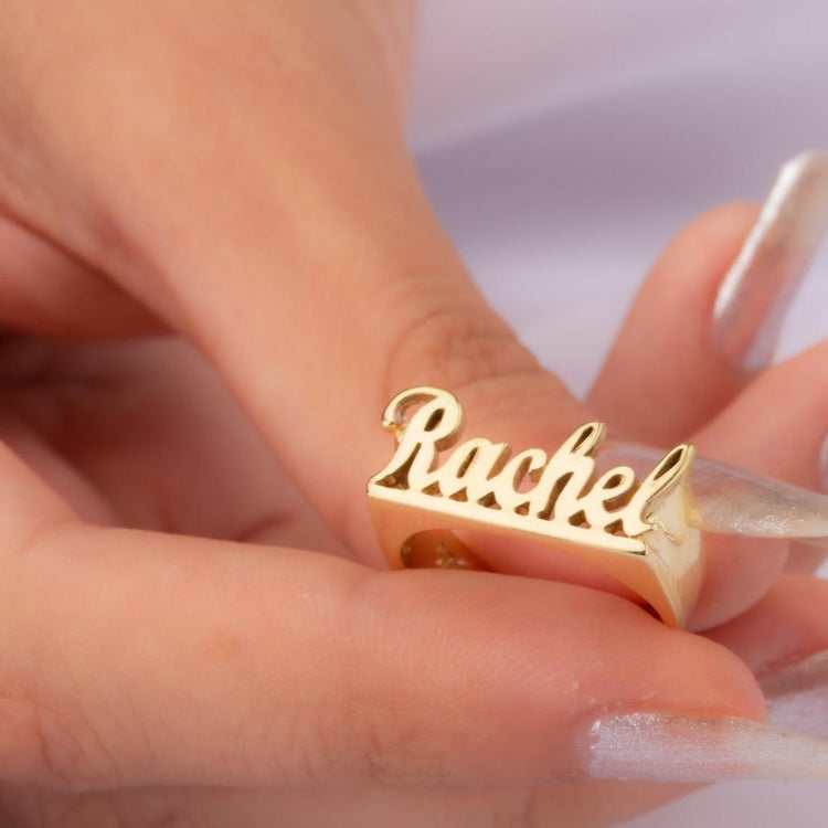 925 Sterling Silver Personalized Name Ring In Cursive Font