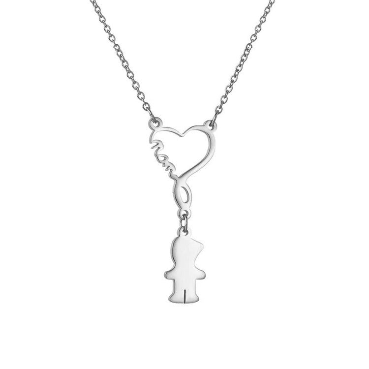 925 Sterling Silver Engravable Mom And Children Pendant Necklace